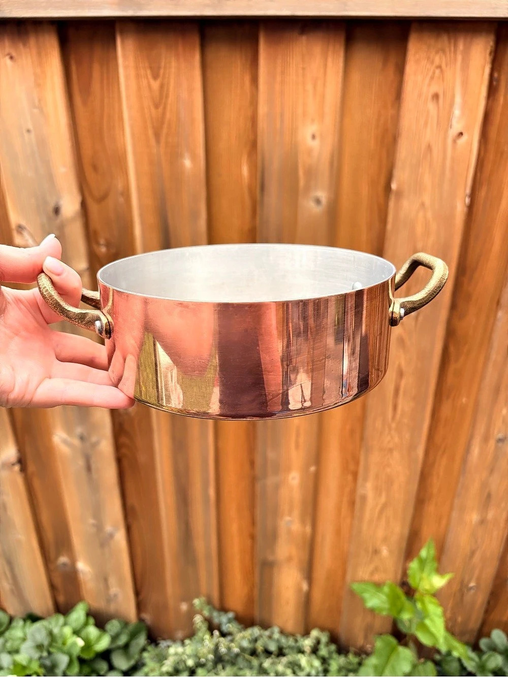 Copper & Silver Two-Handle Cookware Pot